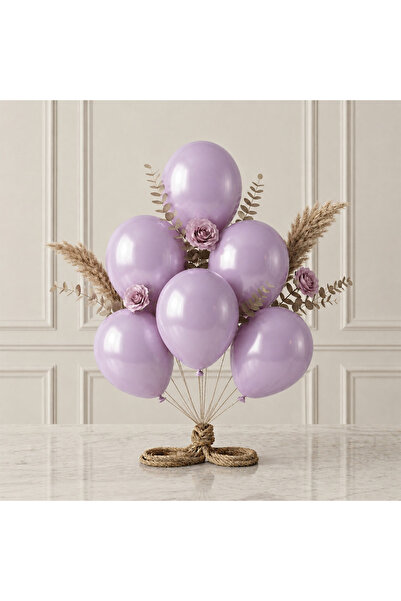 BeySüS Lilac Color Latex Metallic Balloon (30 cm) - 6 Pieces