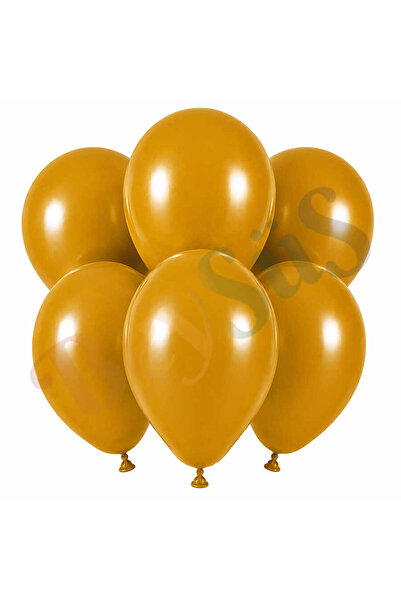 BeySüS Turmeric Color Latex Retro Balloon (30 cm) - 6 Pieces