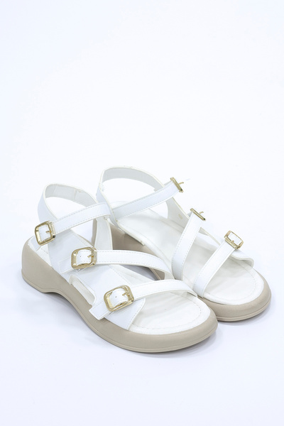 kajal ayakkabı İk 2060 Double Strap Buckle Detailed Adjustable Sandals