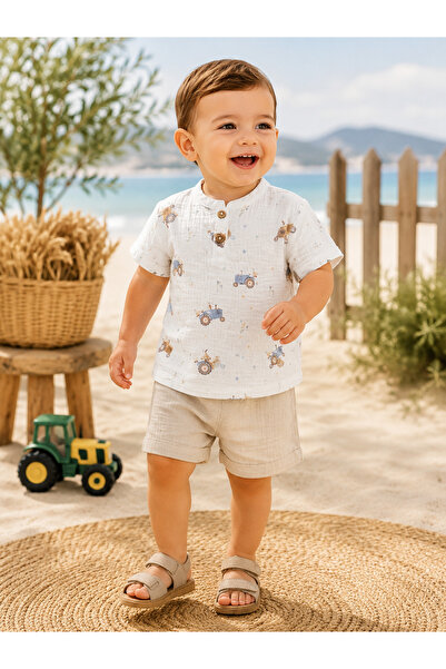 LUVVERA Baby Boy Muslin Set Organic 100% Cotton 2-Piece Summer Set 6-24 Month...