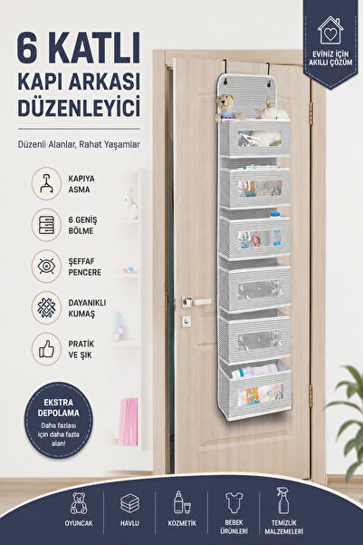Ferzin 6 Katlı Kapı Arkası Düzenleyici Organizer – Çok Amaçlı Asılabilir Depolama Çantası – Oyuncak, Kozmetik, Banyo ve Bebek Ürünleri İçin
