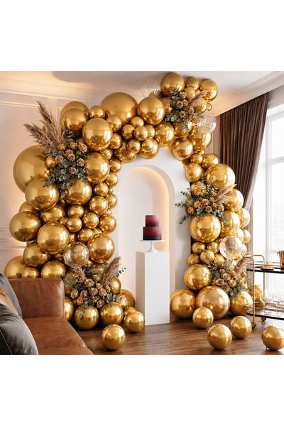 BeySüS Gold Color Latex Metallic Balloon (30 cm) - 100 Pieces