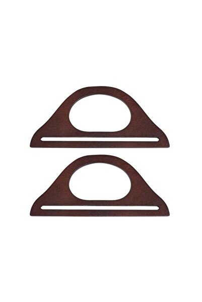 iğne izi 20X12 cm Wooden Bag Handle Brown – Wooden Bag Handle 2 Pieces - Knit...