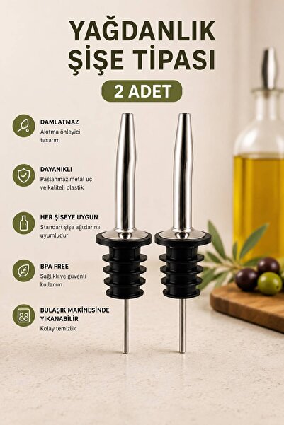Northern Star 2 Adet Yeni Nesil Çelik Şişe Ucu Servis Aparatı Yağdanlık Tıpas...