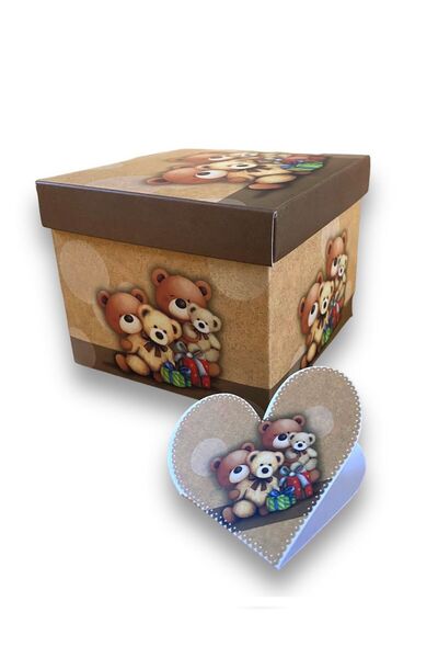 OEM Square cardboard box, gift packaging, teddy bear design, 20.7 x 20.7 x 12...