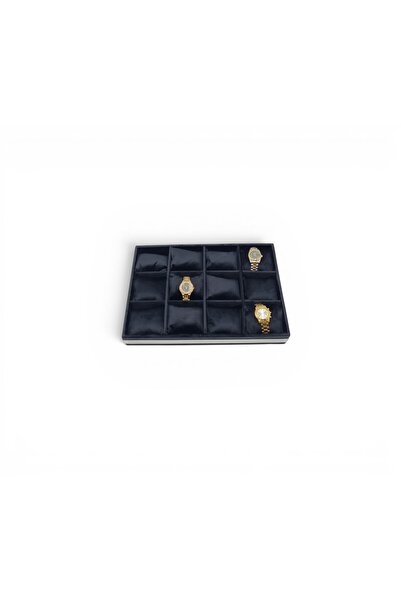 DİJİTAL ÇARŞI MAĞAZACILIK 12-Watch Tray Watch Organizer Black with Black Cush...