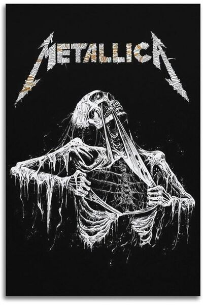 ESLEM Metallica Poster Rock Metal Müzik Grubu Kurukafa Duvar Tablosu Kalın Ku...