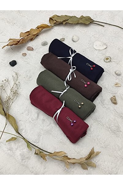 ALTIN DİKİŞ Combed Cotton Shawl Set of 4 Soft Textured Jersey Combed Cotton S...