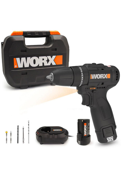 WORX Wx121 12Volt/2.0Ah Li-Ion Çift Akülü Kömürsüz Profesyonel Şarjlı Darbeli...