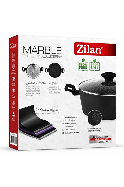 Zilan Oala ZLN-3338 cu capac din sticla - 28cm, interior granit, compatibila ...