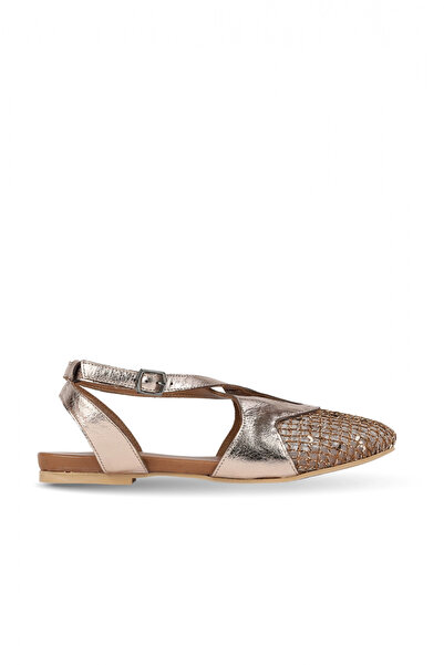 BUENO Brown Tulle-Mink Leather Women's Flat Sandals