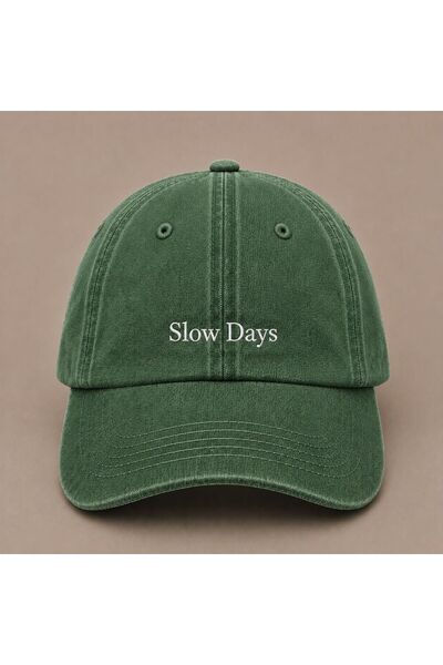 WeavedCo Slow Days Embroidered Vintage Washed Cap Hat