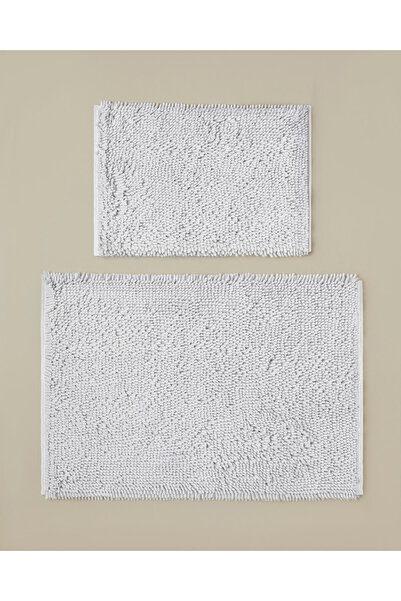 English Home Glossy Kaydırmaz Taban Banyo Paspası Seti 60x90 + 40x60 cm Beyaz