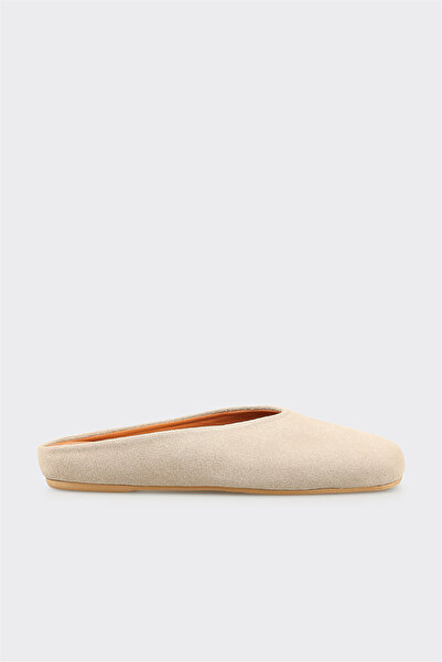 Elle Shoes Bej Deri Kadın Sabo Terlik