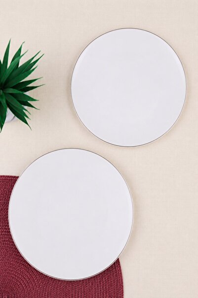 tabakevi Tabak Evi Porcelain Chic Platinum Gilded Serving Plate 24,50cm 2 Pieces
