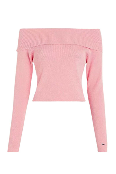 Tommy Hilfiger Γυναικείο Off Shoulder Πουλόβερ Ροζ Tommy Jeans DW0DW17501-THA