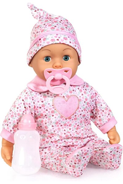 Bayer Interactive baby doll with soft body Pink First Words 38 cm, pacifier a...