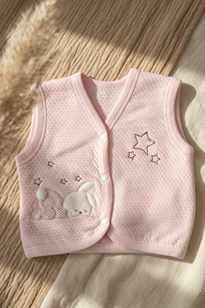 Babydonat Mia Bunny Powder Pink Rabbit Embroidered Cotton Baby Vest - Soft Te...