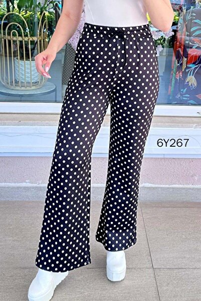 İnce Topuk Polka Dot Modal Trousers 6Y267