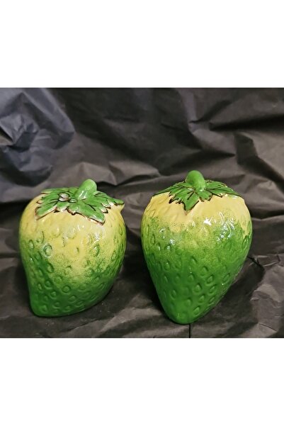 BY.RAYKA PORSELEN El Dekor Strawberry Porcelain Hand-Painted Salt and Pepper ...