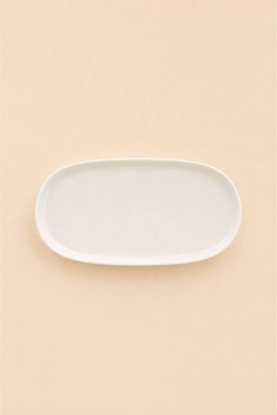 Bev Kitchen Perla 25 cm Oval White Boat Plate for Breakfast & Snacks & Presen...