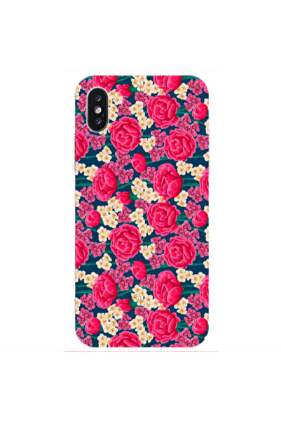 Other Apple iPhone Xs Max Red and pink Flowers Transparent Silicone TPU Θήκη