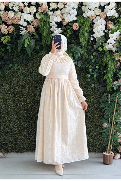 Moda Fatma pamuk keten dijital astarlı Elbise