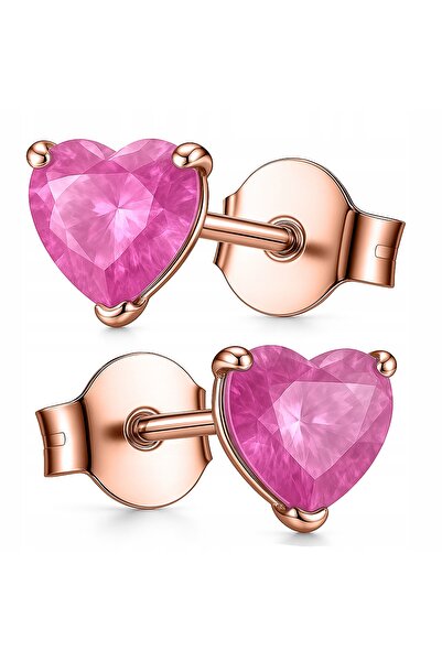 Larezo Cercei Din Argint 925 Placati Cu Aur Roz 18K, Model Inima Heart Love C...