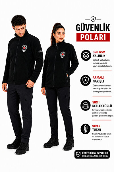 UMAY ÜNİFORMA Unisex Özel Güvenlik Poları Kadın Erkek Siyah Kalın Kışlık Kuma...