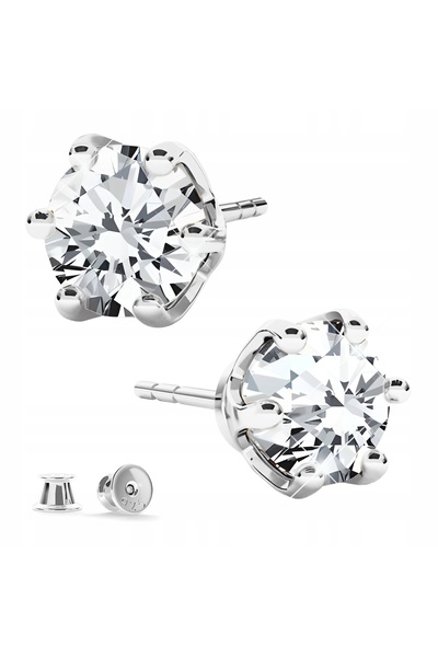 Larezo Cercei Rotunzi Din Argint 925 Cu Zirconii Cubice Mari 6mm, Inchizatoar...