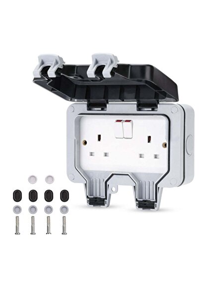 Duravel Weatherproof Outdoor Switch Socket with IP66 Rating, Dual Outlet, Gar...