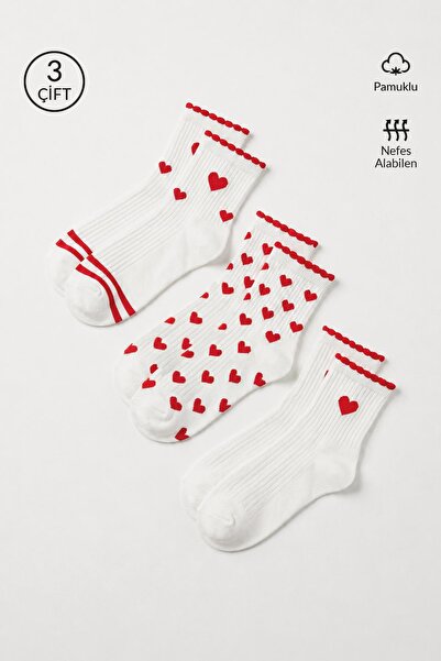 Rays White 3-Piece Heart Socks 2003