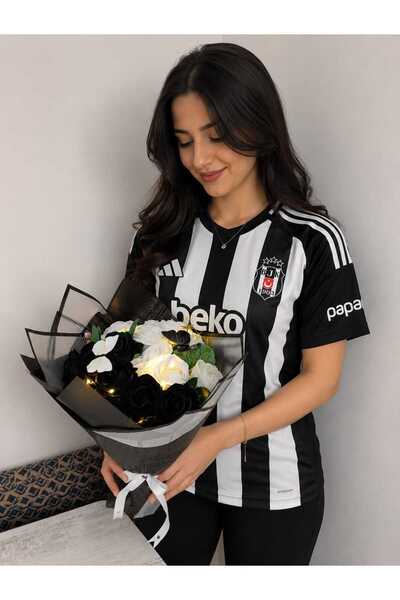 Ceku Home Babalar Gününe Özel Beşiktaş Taraftar Işıklı Kadife Çiçek Buketi