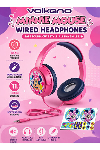 SMD-Volkano Disney Minnie Mouse Auxiliary Wired Kids Headphones with 11 Fun S...