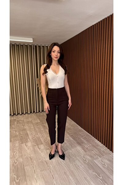 KAROL WB Yüksek Bel Havuç Pantolon Bordo
