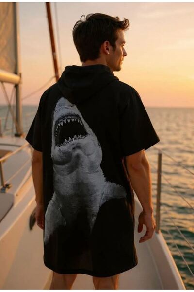 ScubaPromoTurkey Large White Color Digital Printed Cotton Poncho