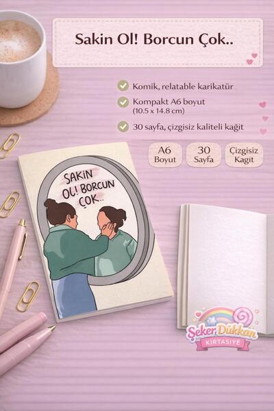 ÖZ KIRTASİYE Sakin Ol Borcun Çok Konuşan Defter Çizgisiz Not Defteri