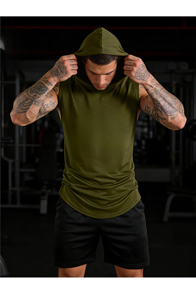 CAZZ SPORTS Kapşonlu Fitness Atleti -GYM Fitness Tank Top -Boks Antrenman Kap...
