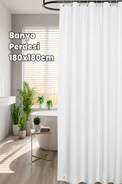 Bath Curtain - Waterproof - Shower Cabin Curtain - 12 Hooks - 180x180 Cm - Self Hole Easy Attach Hook