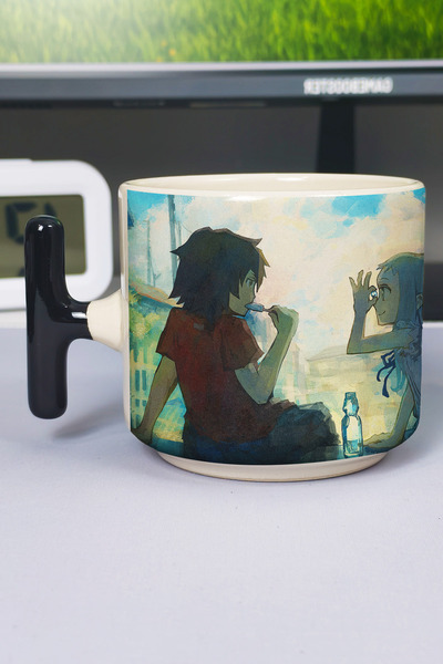 ZipZap Anohana Anime Printed Ceramic Luxury Mug (1 Piece) T-Shaped Special Bl...