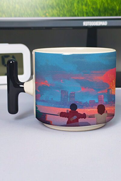 ZipZap Akira Anime Printed Ceramic Luxury Mug (1 Piece) T-Shaped Special Blac...