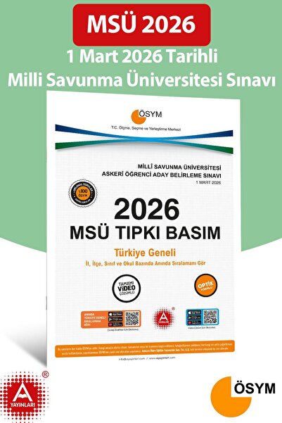 A Yayınları 2026 MSÜ Çıkmış Sorular-Tıpkı Basım-Bire Bir ÖSYM-1 Mart 2026 Tar...