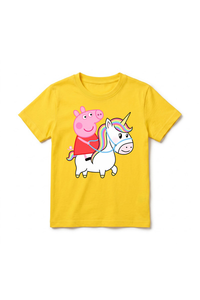 URBANTRENDSTORE Unisex dečija biciklistička majica sa temom Peppa Pig, okrugl...