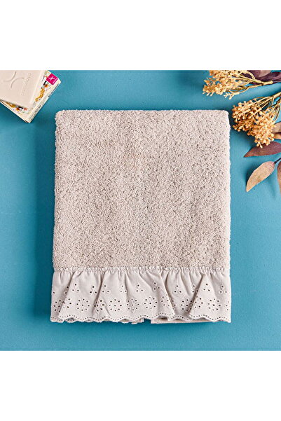 LC Waikiki Nevavm Soft Ruffled Face Towel - Cream - 50X90 cm