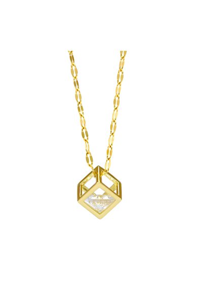 PRETTY LITTLE LADY ZIRCONIA DELICATE NECKLACE, 18K GOLD PLATED STEEL