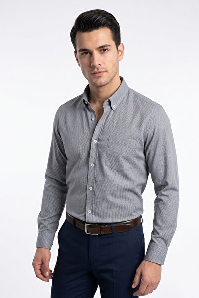 KAMER Men's Large Size Classic Single Pocket Long Sleeve Shirt 4069 Bgl-St05529