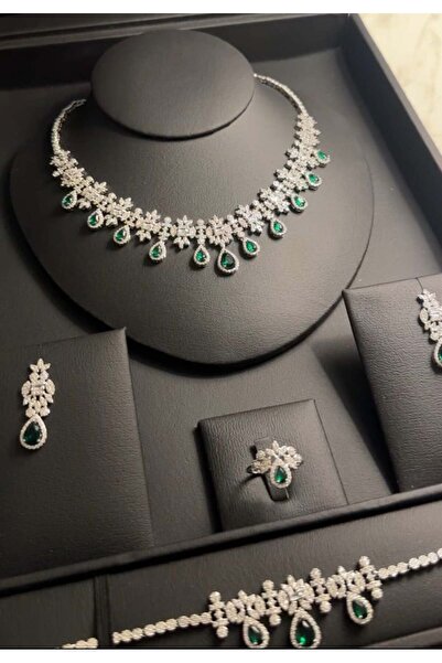 Benola Brand طقم كامل زيركون تصميم الماس اخضر