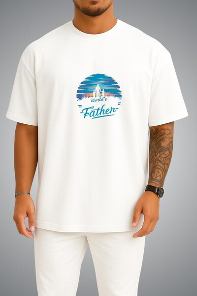 Bahriyeli Collection Oversize Father's Day Worlds Greatest Father Chest Print...