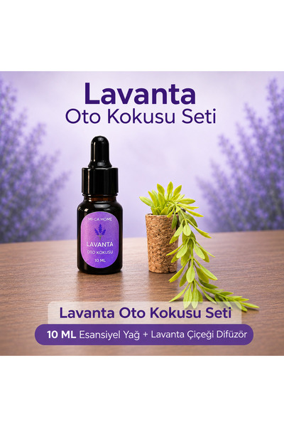Mi-ÇA HOME Lavanta Araç Kokusu Seti Sarkan Çiçekli Mantar Oto Kokusu 10 ML Es...