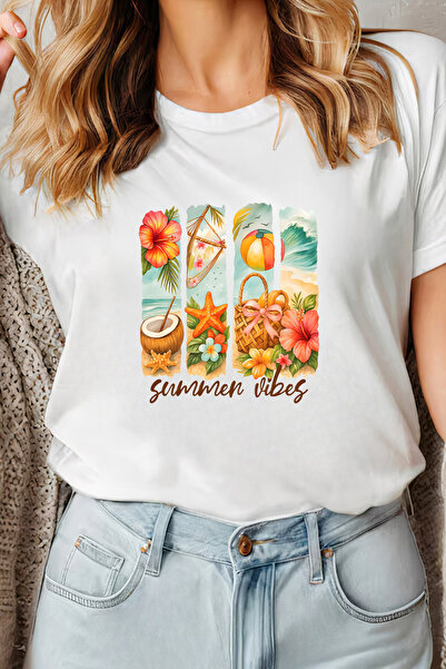 Sarah's Boutique Women's T-shirt – 100% cotton – Tropical Panels
